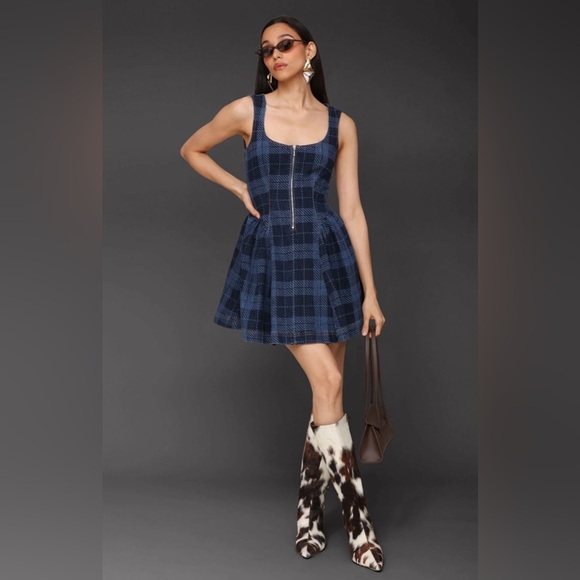 Avec Les Filles plaid half zip drop waist mini dress - Picture 9 of 12